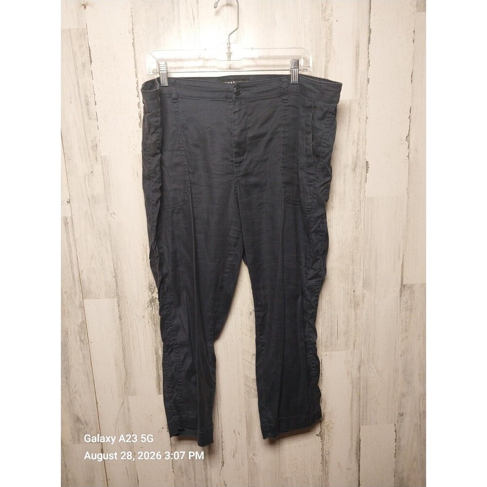 Liverpool Kinley Utility Crop Linen Blend Pants 16 Mood Indigo